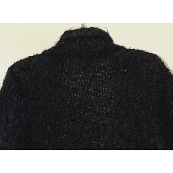 Eileen Fisher Black Wool Alpaca Buckle Knit Cardigan Sweater - Peru - Picture 4 of 7